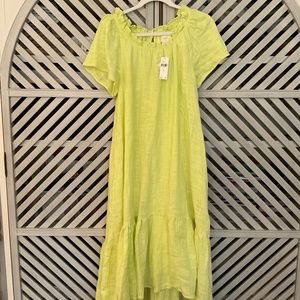 Anthropologie neon yellow high low maxi dress with short sleeves by Maeve